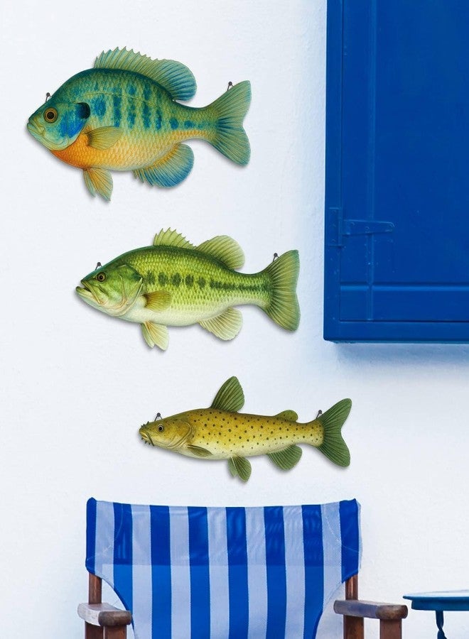 Putuo Decor 3 Pieces Wooden Beach Wall Decor Nautical Fish Wall Art Coastal Home Design for Lake House Bathroom Fishing Lodge - Image 4